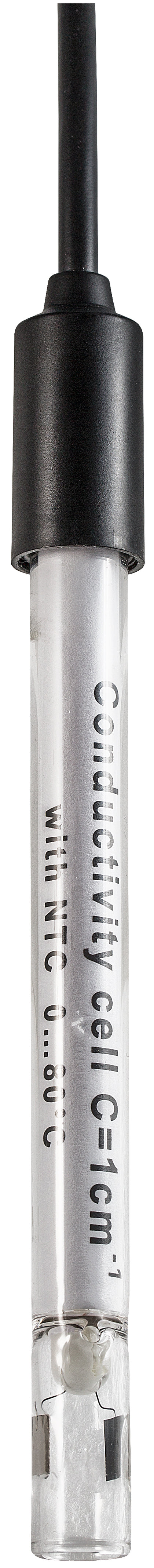 VPT 1 cella in vetro platino C=1, con sensore di temperatura incorporato, cavo fisso 1 m con BNC e connettore Cinch