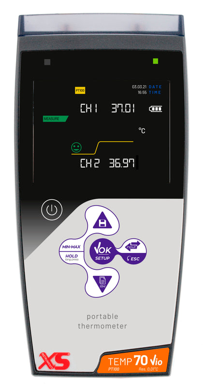 Temp 70 Vio PT100, termometro portatile Data Logger GLP, con microprocessore, risoluzione 0,01 E 0,1 C. Senza SONDE   ( sonde Pt100)