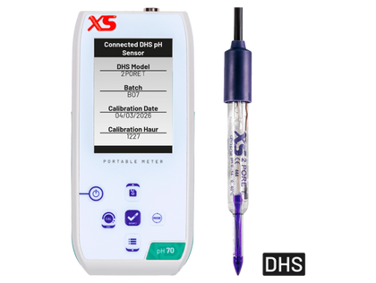 XS pH 70 NEX Food pHmetro portatile - Elettrodo 2 Pore T DHS  Completo di elettrodo digitale a penetrazione XS 2 Pore T DHS, per settore alimentare