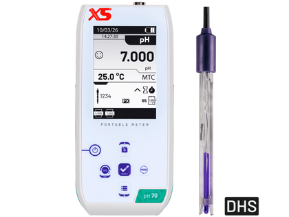 XS pH 70 NEX pHmetro portatile – Elettrodo 201 T DHS Completo di elettrodo digitale XS 201 T DHS, con sensore di temperatura integrato