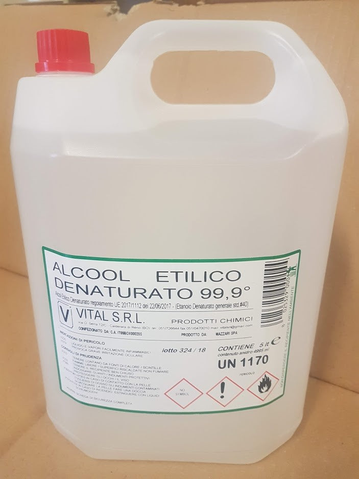 Alcool etilico denaturato 99,9% incolore Lt.5 – Di Giovanni