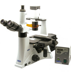 Microscopio Biologico Rovesciato Trinoculare UIS - 100W HBO Fluorescenza